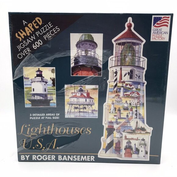 Vintage USA Lighthouse Jigsaw Puzzle 600+ Pieces America Ocean New Sealed READ - Picture 1 of 8